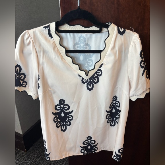 SHEIN Tops - Elegant Cream and Black Women's Top